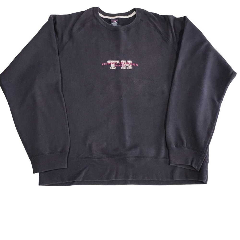 Tommy Hilfiger Navy Crew Neck Sweatshirt Mens XXL 2000's Era Graphic Print‎